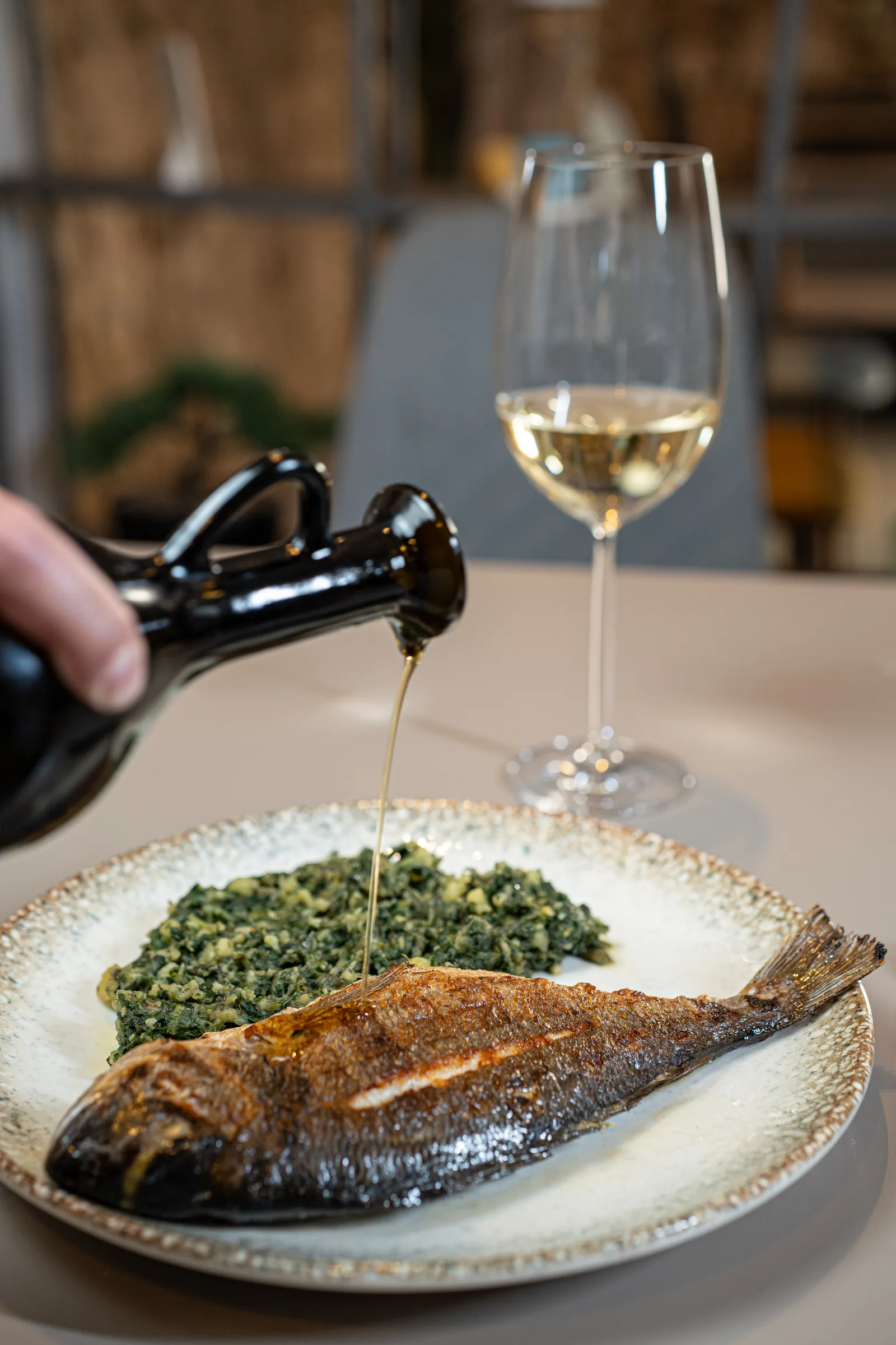 Grilled fish with Swiss chard at Bistro Stari Kaštel, Novalja