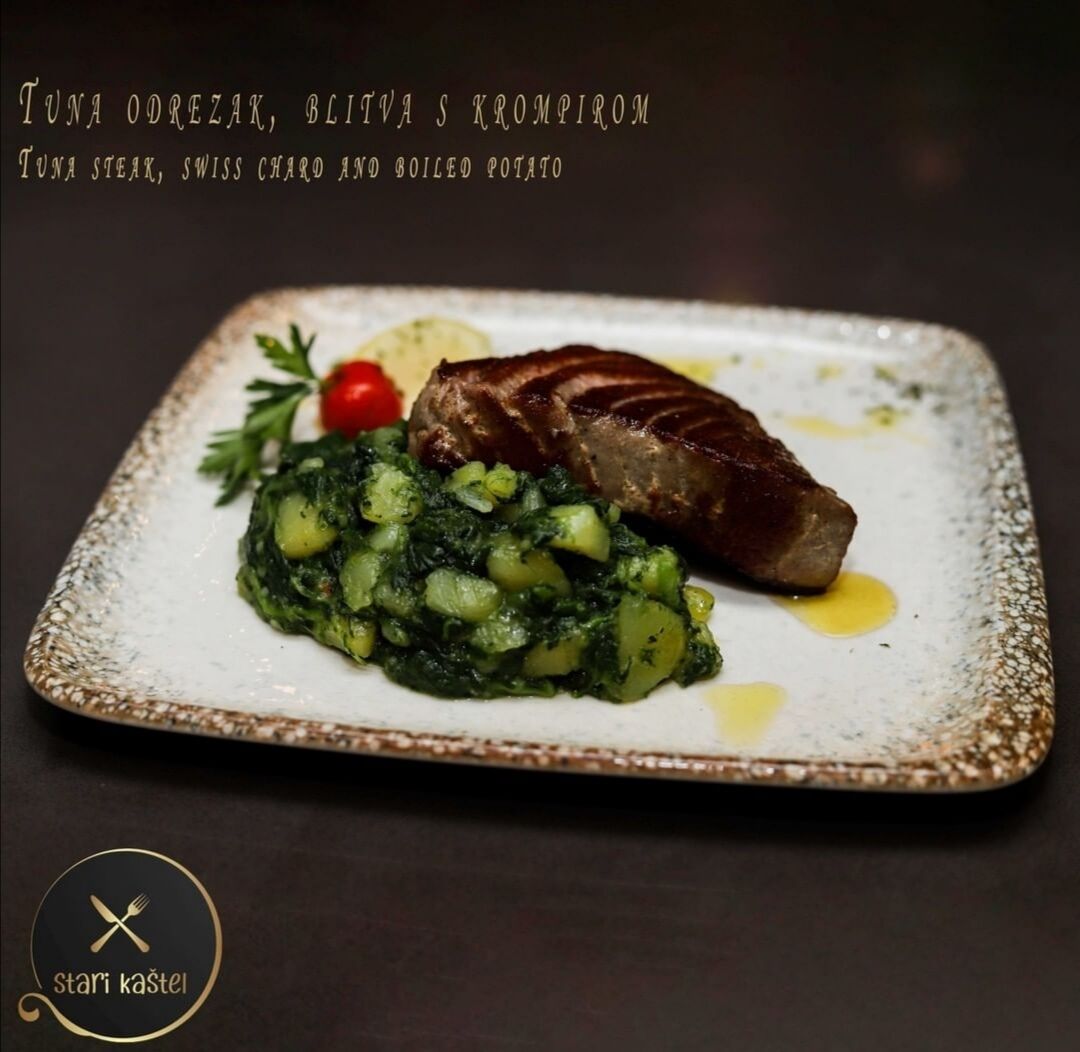 Tuna steak with Swiss chard and potato, Bistro Stari Kaštel Novalja